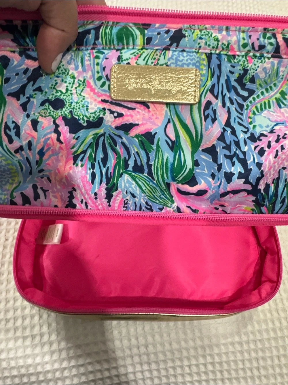 Lilly Pulitzer Floral Pink & Blue Cosmetic Case